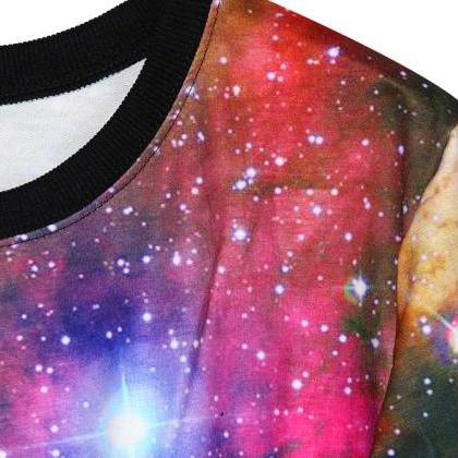 Galaxy Print Fashion Crewneck Sweatshirt-unisex
