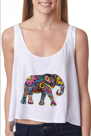 Fashion Floral Elephant Print Tank Top on Luulla