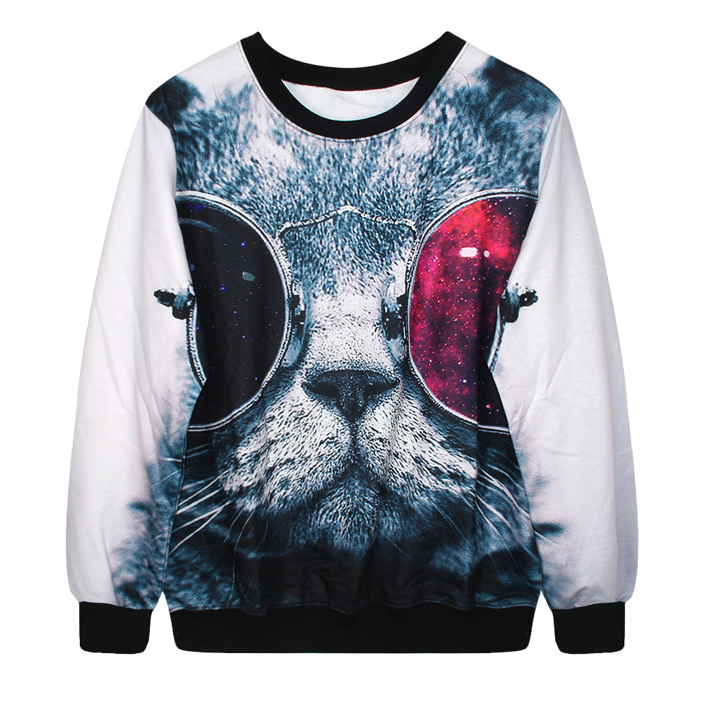 Cool Cat Print Fashion Crewneck Sweatshirt-unisex